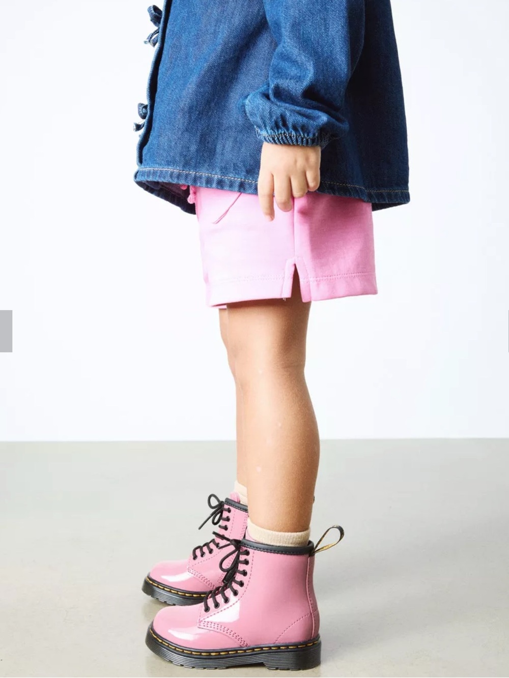 Dr. Martens 1460 8-Eye Patent Boot - Toddler Pale Pink Pink Lace-Up Combat Boot